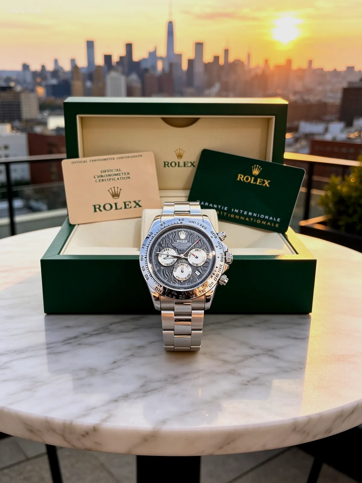 רוקלס 👑 דייטונה ⌚️ כסוף עם לוח מחוגים שחור 🖤🥶 מנגנון קוורץ'A עם זכוכית ספיר 💎 – דוד שעונים