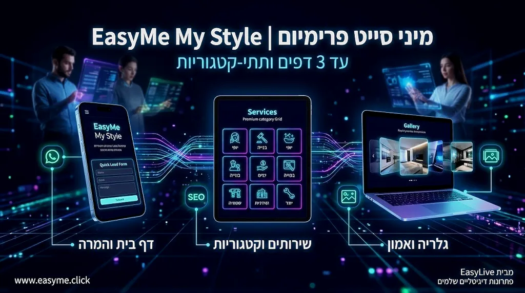 מיני סייט פרימיום (עד 3 דפים) – אתר תדמית לדוגמא | EasyMe My Style